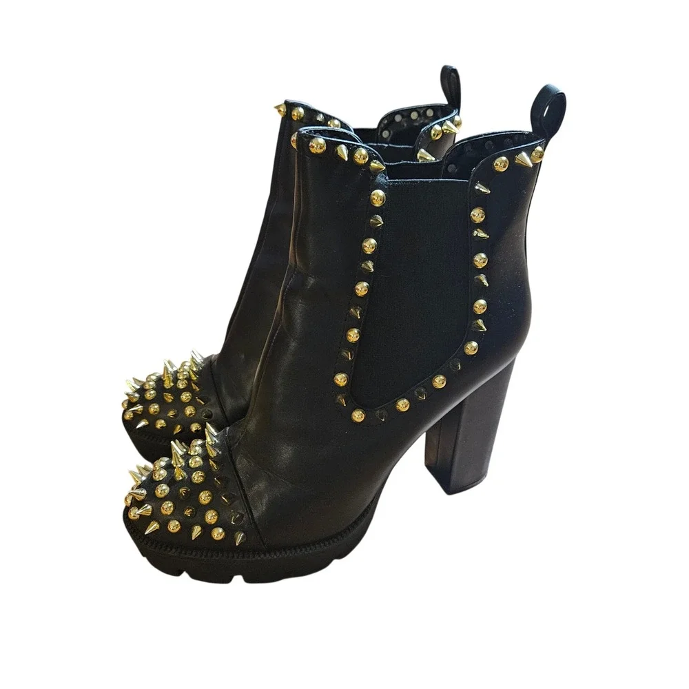 Cape Robbin Jagged Spiked Studded Platform Chelsea Ankle Boots 8.5 Lug Sole Punk